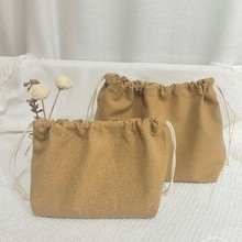 大中小号束口包女ins纯色帆布化妆包抽绳收纳袋手工包防尘内胆包