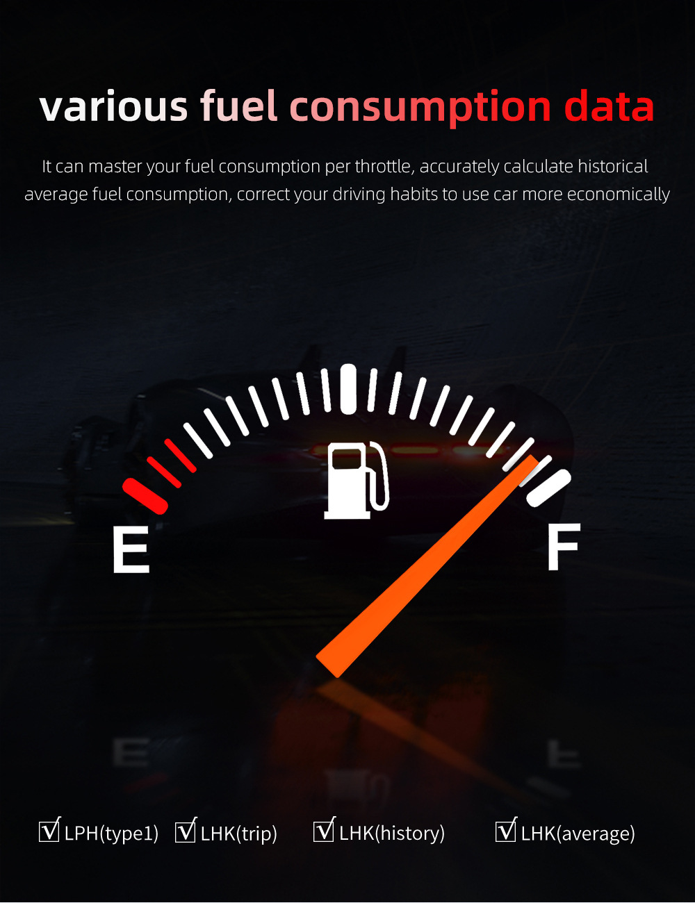 Cross-border car HUD head-up display LCD OBD multi-function water temperature fuel consumption GPS inclinometer speedometer P21