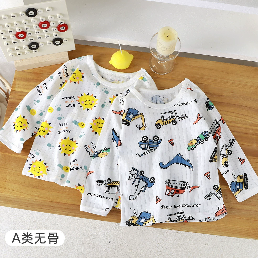 Детские без костей с длинными рукавами тонкая хлопчатобумажная рубашка для мальчиков рубашка летняя девочка пижама костюм с кондиционером рубашка весна и лето