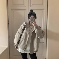 美式连帽冲锋衣外套女春秋2025新款宽松设计感抽绳长袖夹克上衣服