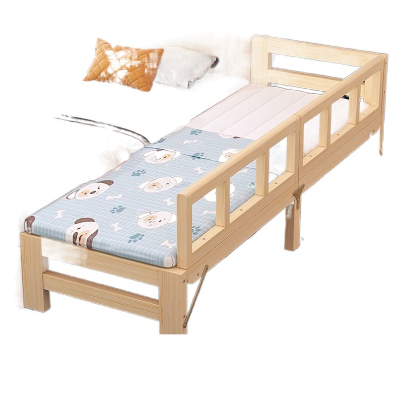 Madera maciza plegable ensanchada costura cama para niños dormitorio hogar cuna ajustable niño niña lado de la cama individual