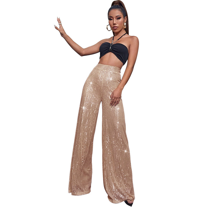 Women's Party Street Fashion Solid Color Full Length Sequins Casual Pants display picture 20