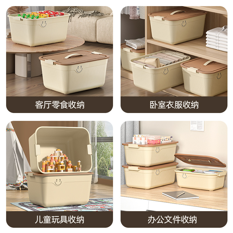 Caja de almacenamiento de juguetes para niños, caja de almacenamiento de bocadillos, caja de almacenamiento portátil de ropa de dormitorio con tapa, caja de almacenamiento de artículos diversos