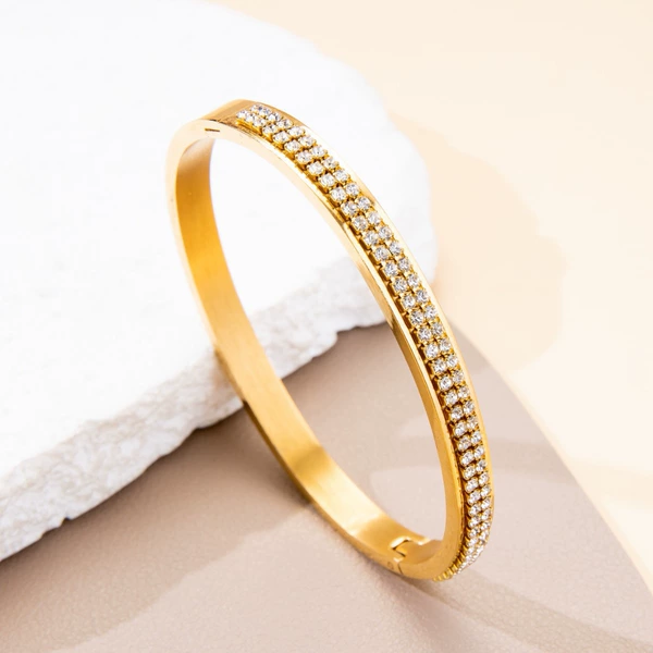 【101】 Golden double -row diamond bracelet