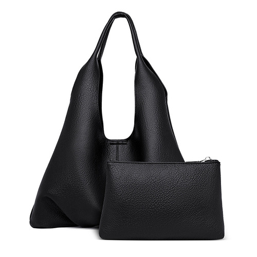 Large bag for women  new trendy simple soft leather shoulder bag fashion commuting large capacity casual mother-in-law tote bag