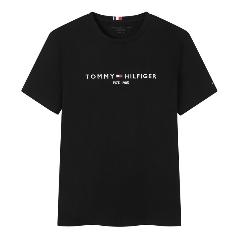 Tommy Summer Men's Round Neck Letter T-Shirt Short-Sleeved Slim Embroidered Top Casual Versatile Sports Cotton Tommy Summer Men's Round Neck Letter T-Shirt Short-Sleeved Slim Embroidered Top Casual Versatile Sports Cotton