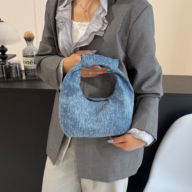 Moda moda moda personalidad jeans taladro caliente bolsas de bolsillo de mano alta calidad brillante bolsas de hombro de viaje mochila