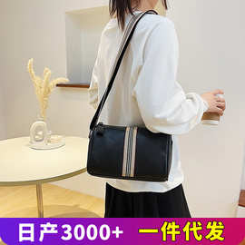 外贸大品牌同款圆筒包代头层牛皮宽肩带女包高品质单肩斜挎包包