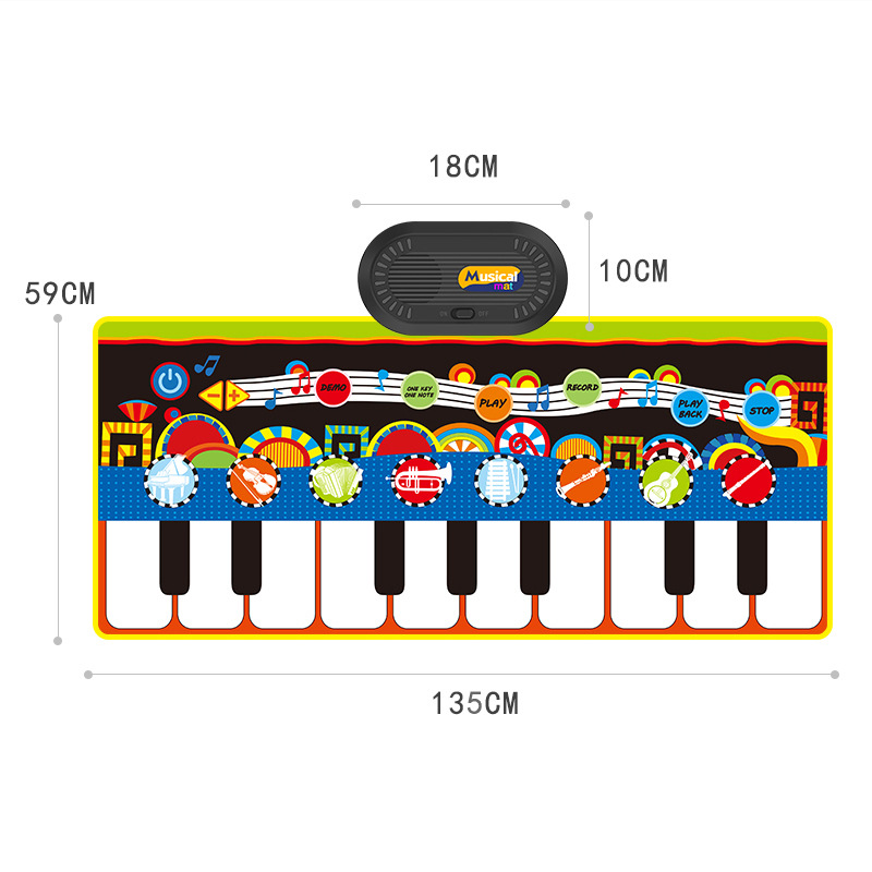 135*59cm宝宝钢琴音乐毯儿童多种功能音乐地毯婴儿脚踏钢琴毯英文