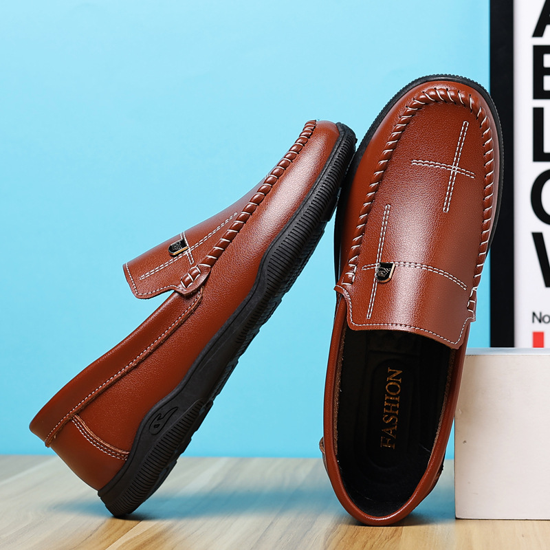 Herresko myk såle rund hode hånd slip-on loafers herre single sko casual lave topp_voghion.com