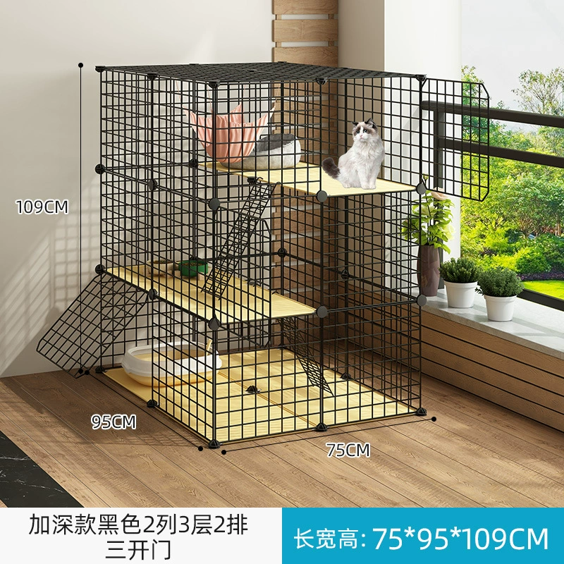 Cat Cage Double-Layer Indoor Pet House, Integrated Litter Box, Multi-Layer Kit
