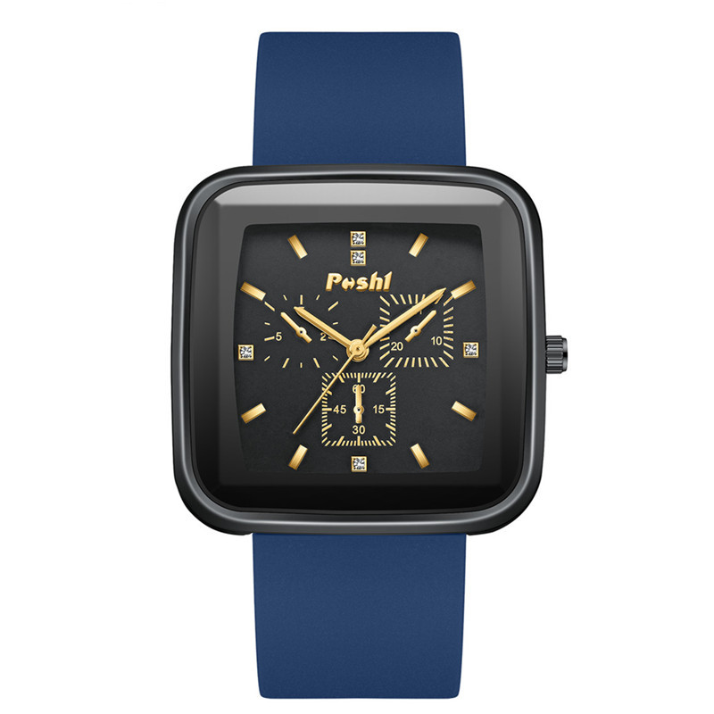 POSHI nuevo cuadrado de silicona gran dial reloj de mujer moda casual hombres y mujeres estudiantes reloj del todo-fósforo