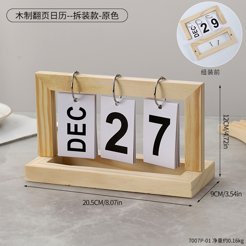 Madera Flip calendario escritorio creativo personalizado escritorio calendario hogar escritorio calendario joyería simple decoración decorativa de la tabla