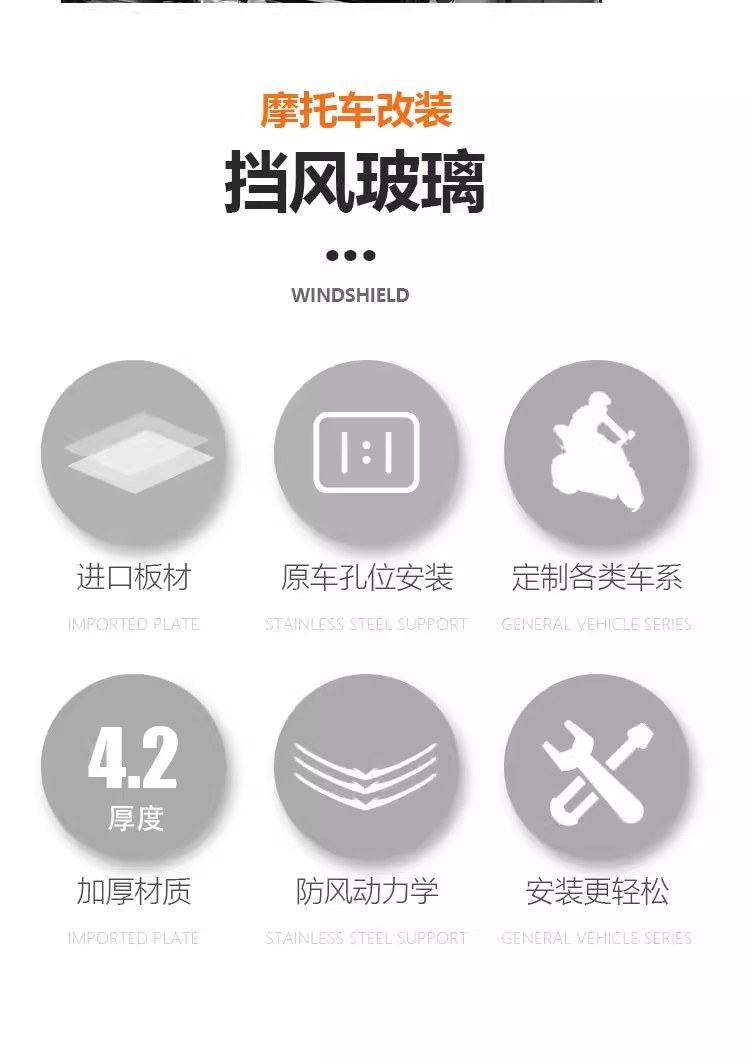 Suitable for Haojue Tr300 Front Windshield, Wuji 300Ac, Triumph 250, Honda 190Tr Small Windshield Accessories