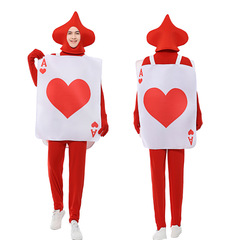 Halloween Alice in Wonderland Poker Soldier Spade Red Heart Playing Card Red Onesie Performance Costume