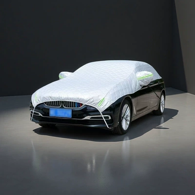 Car Sunshade, Sun Protection Half Cover, Extended Roof, Waterproof and Dustproof Car Cover, Thickened Half Body Anti-Hail Car Cover (Car clothing) - sedan-thickened-anti-hail-car-cover-silver