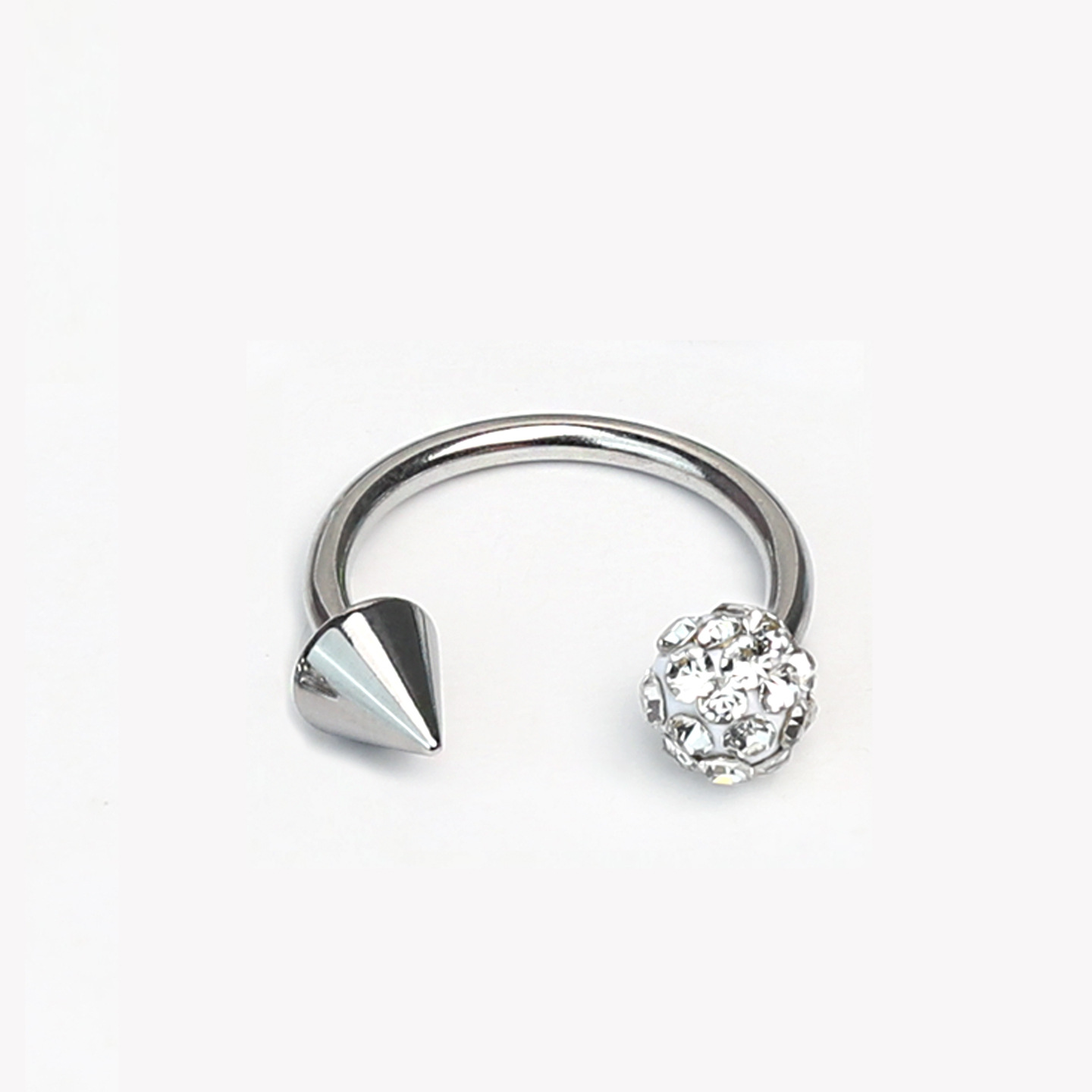 Sparkling Green Mud Ball Pointed Cone Horseshoe Lip Ring 12mm Titanium Steel External Thread Lip Stud Hot Girl Piercing Jewelry detail image 12
