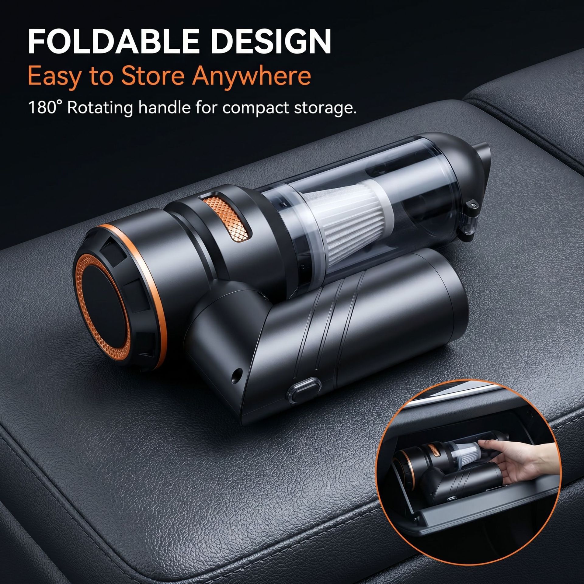 Cross-border car-mounted wireless vacuum cleaner, foldable, handheld, mini, brushless, with display screen, for home use, for blowing and vacuuming, for cleaning and dust removal, suitable for outdoor