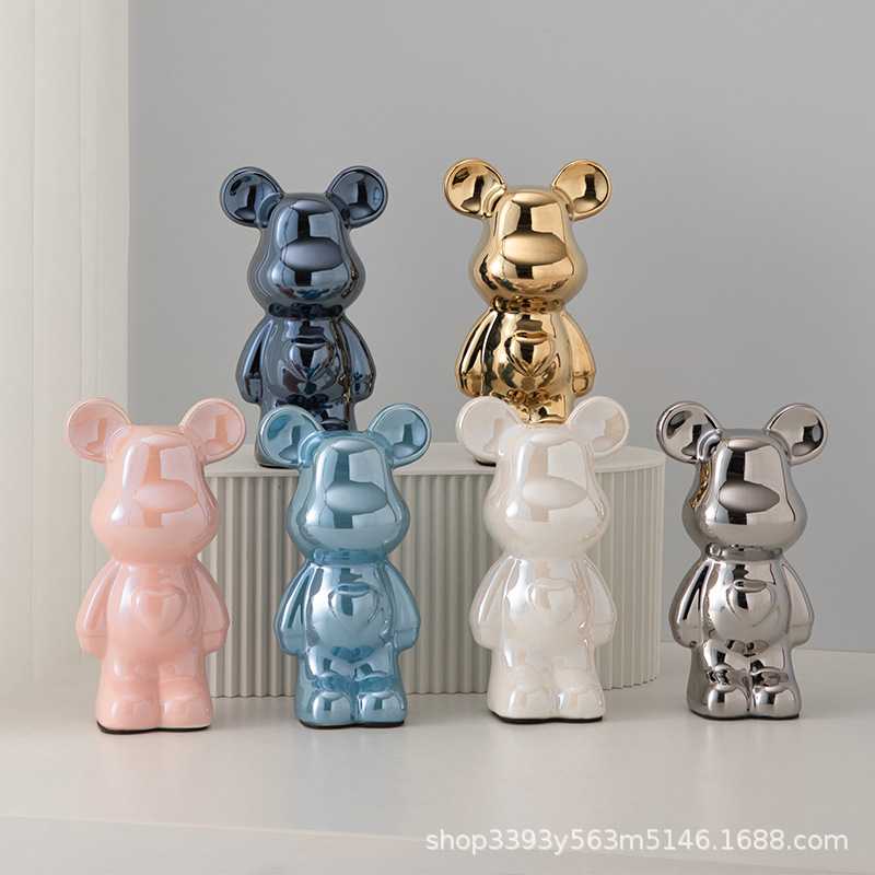 [Stall Ring] Night Market Internet Red Violence Love Bear Ornaments Wine Cabinet Ceramic Simple Home Desktop Decorations