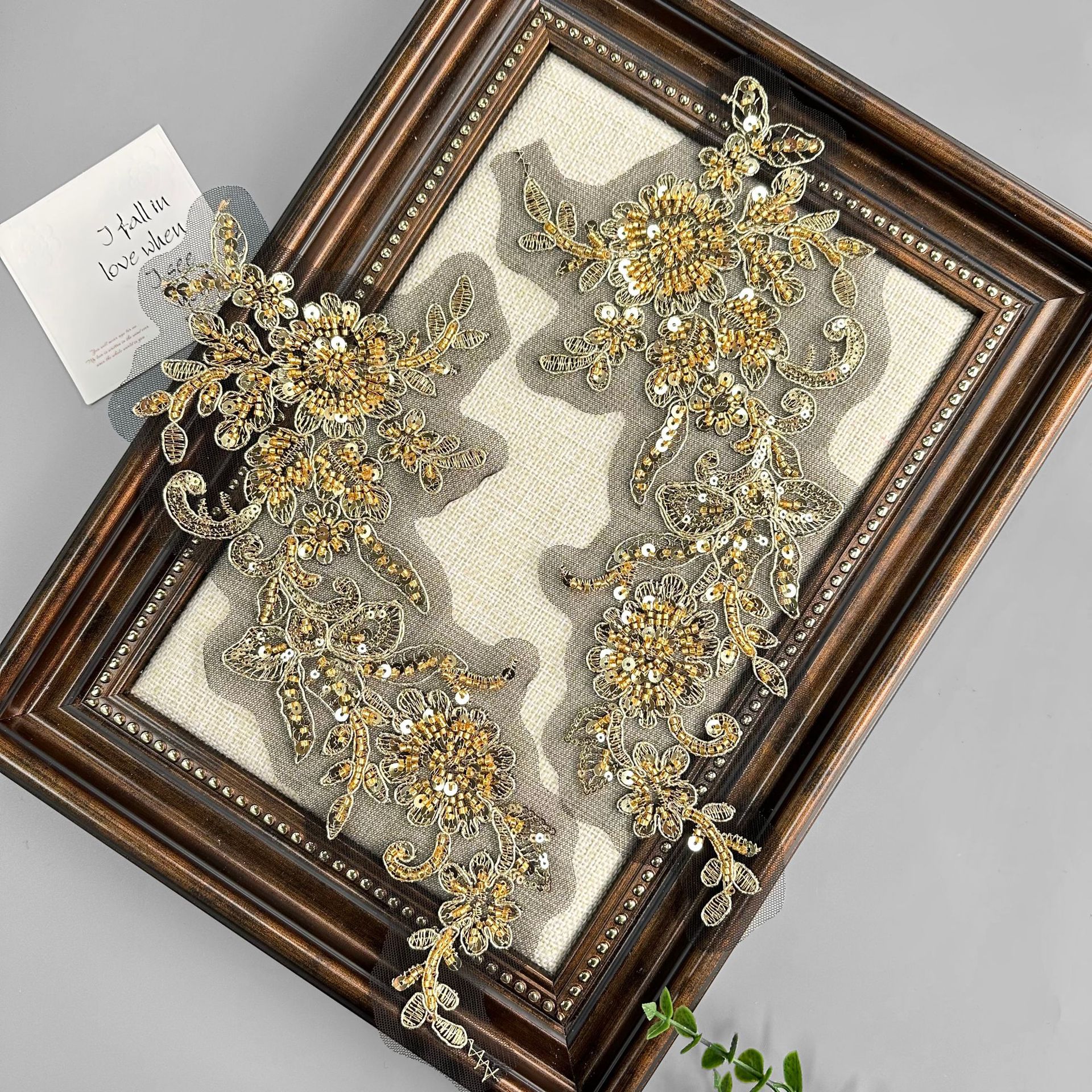 Inventario oro clavos esquinilla encaje flor vestido de boda cintura cubierta de cabeza decoración accesorios DIY decalques image 4