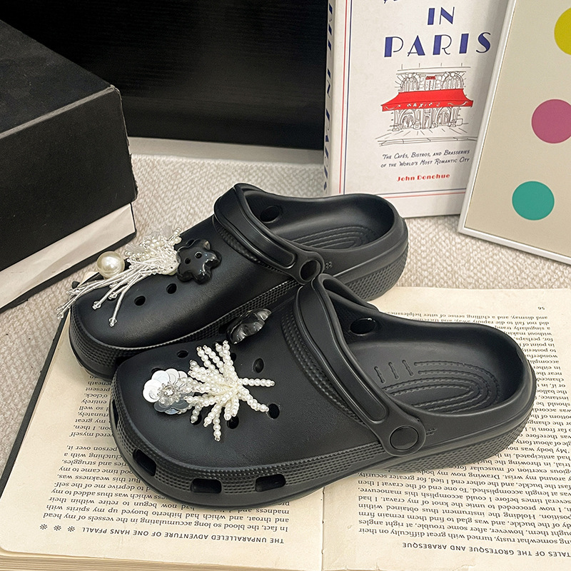 Popular Eva Clogs for Women, New Summer Style with Full Rhinestones, DIY Outdoor Wear, Thick-Soled Height-Increasing Beach Sandals Popular Eva Clogs for Women, New Summer Style with Full Rhinestones, DIY Outdoor Wear, Thick-Soled Height-Increasing Beach Sandals