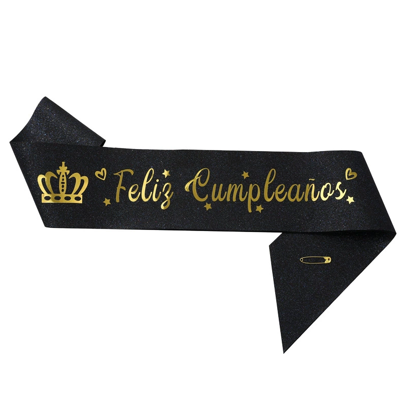 Трансграничные горячие продажи feliz cumpleaños Золотой порошок Испанский день рождения наплечный ремешок испанский этикет ремешок