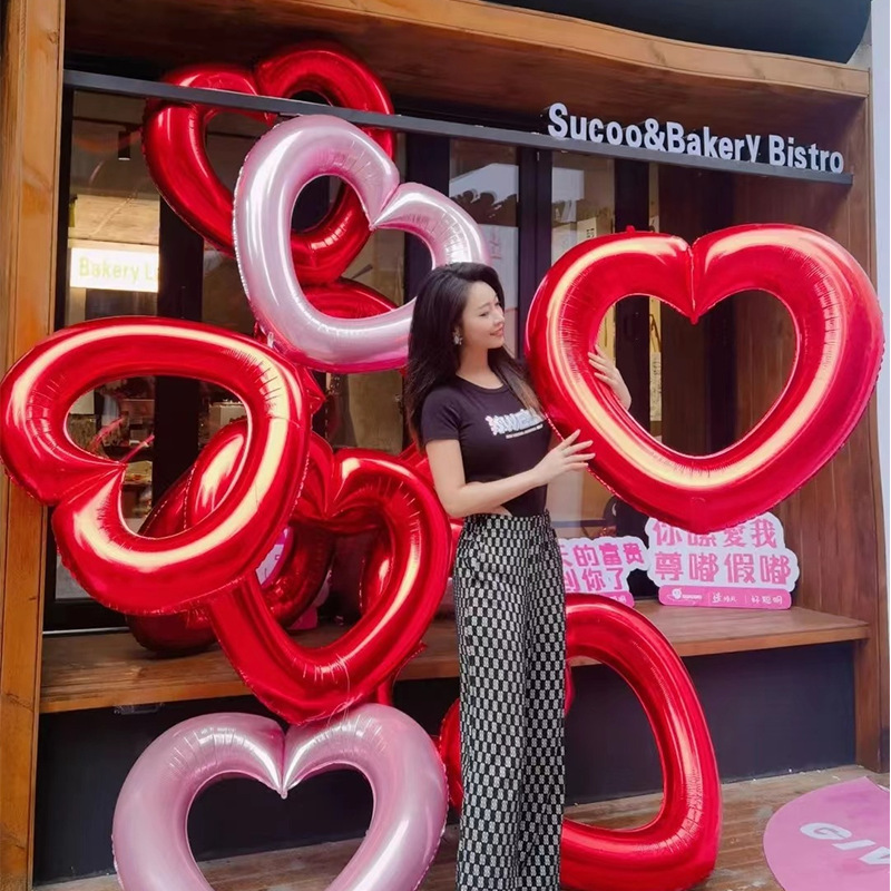 40g Weight Balloons Event & Party Supplies 1 Piece Quantity Birthday, Date Occasion Aluminum Film Material Valentine'S Day Festival Heart Shape Pattern Romantic Style Valentine'S Day Romantic Heart Shape Aluminum Film Birthday Date Balloons Party Supplies Balloons 1 Piece 10