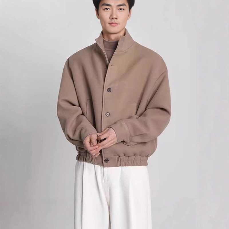 Autumn and Winter High-End Woolen Jacket Men's Short Thickeneded Stand-Up Collar Casual Jacket Ins Korean Style Handsome Baseball Uniform Autumn and Winter High-End Woolen Jacket Men's Short Thickeneded Stand-Up Collar Casual Jacket Ins Korean Style Handsome Baseball Uniform
