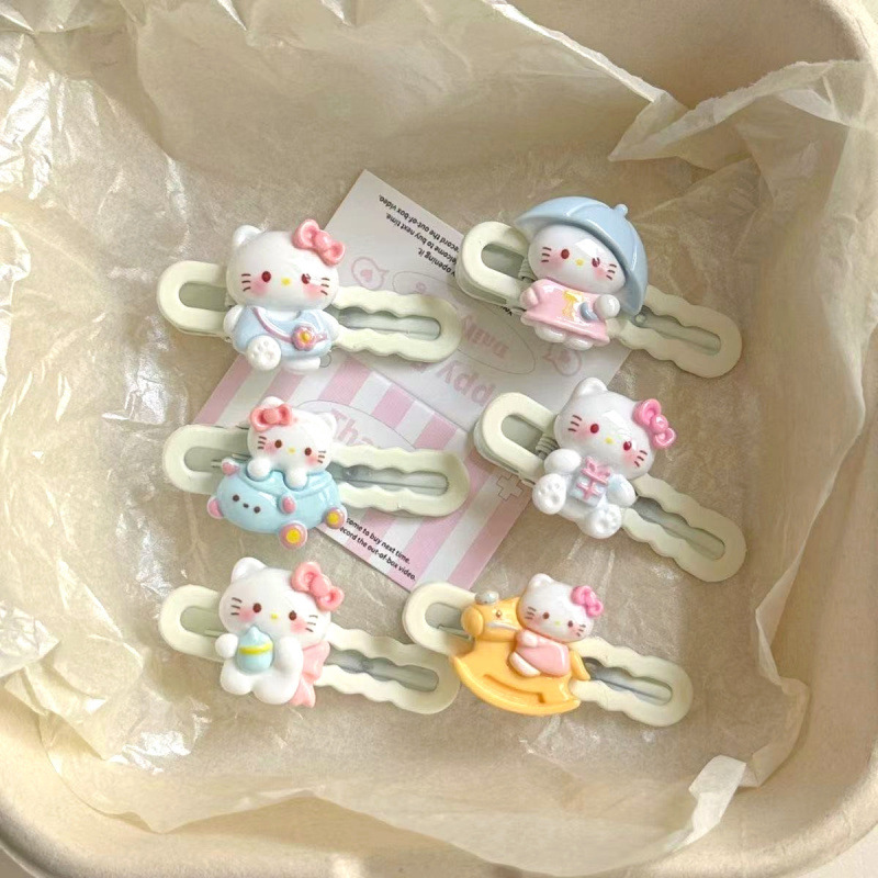 귀여운 고양이 캐릭터 집게핀 앞머리 옆머리 헤어핀