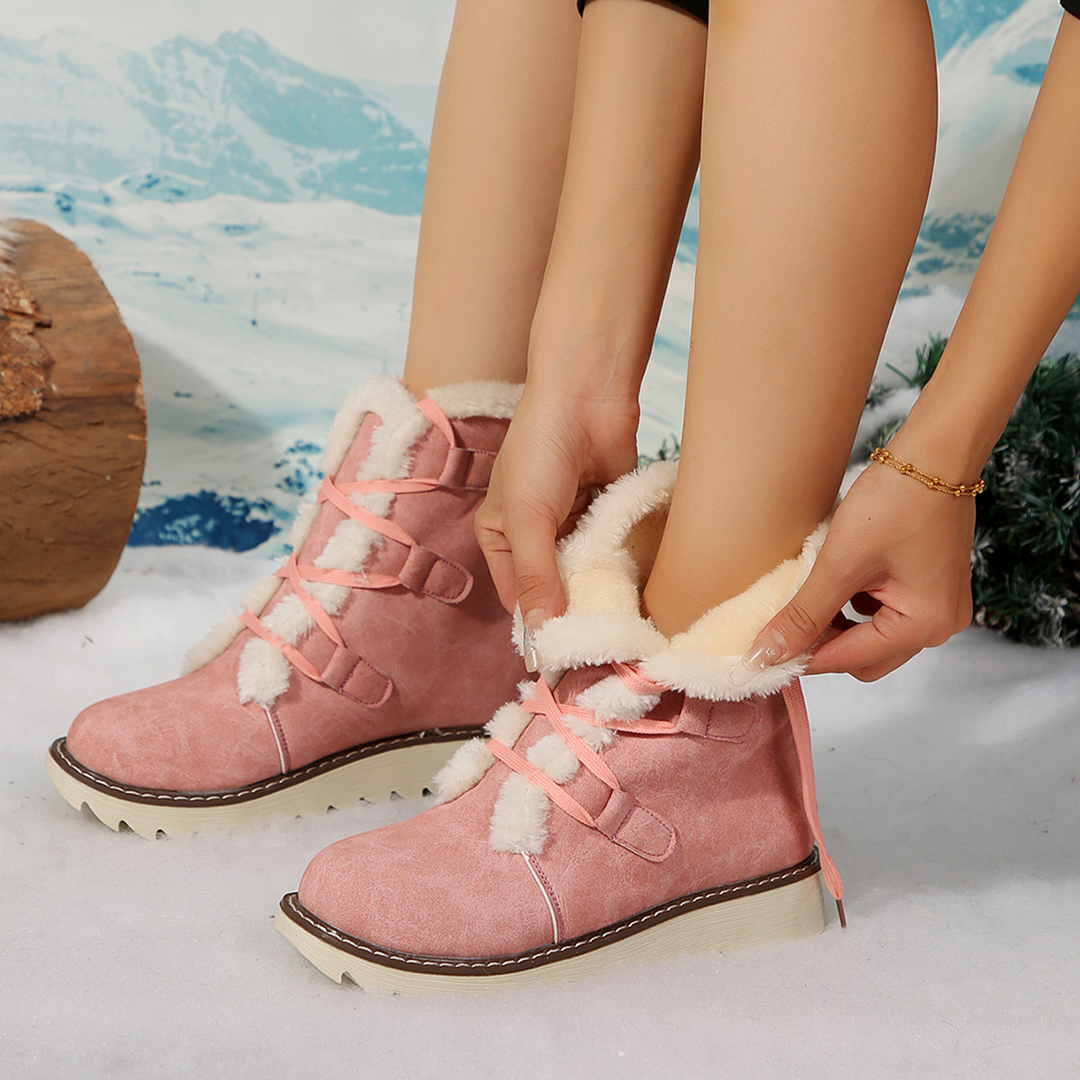 New cotton boots with extra fleece and thick lace-up_voghion.com