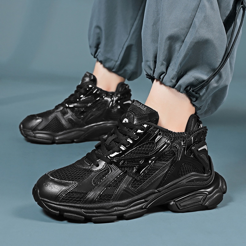 Dad casual shoes Men's mesh women's shoes summer breathable thick sole fashion couple retro running shoes_voghion.com