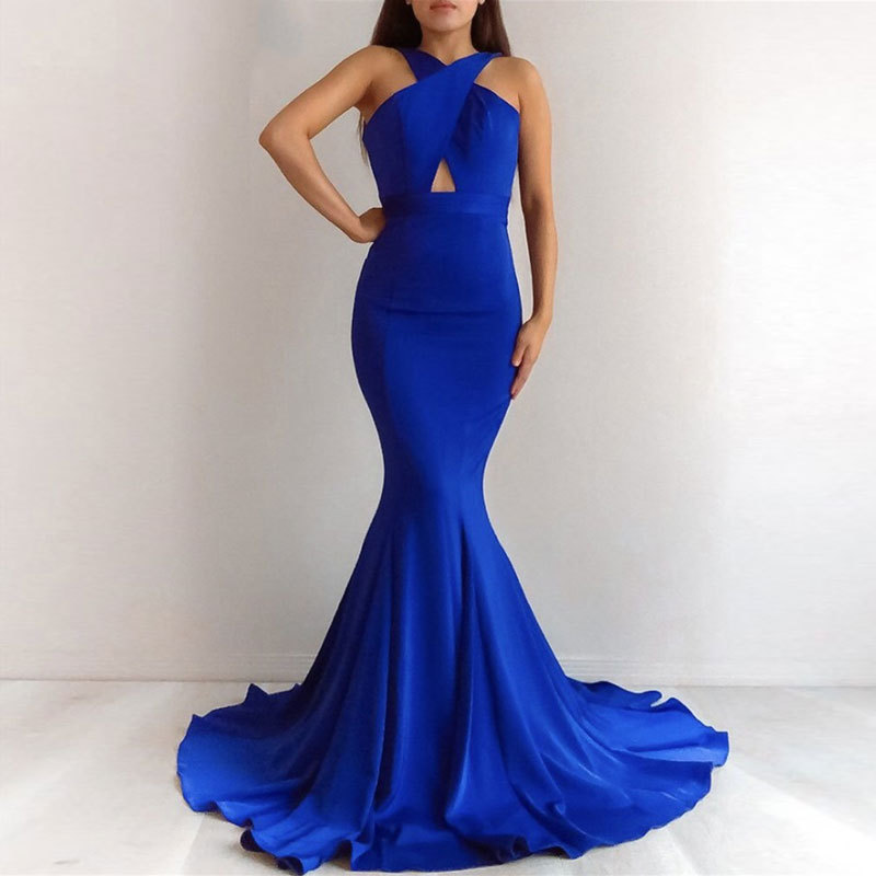 El Comercio exterior europeo y americano Amazon AliExpress desea vestido de noche de las mujeres nuevo fishtail sexy simple vestido de adelgazamiento