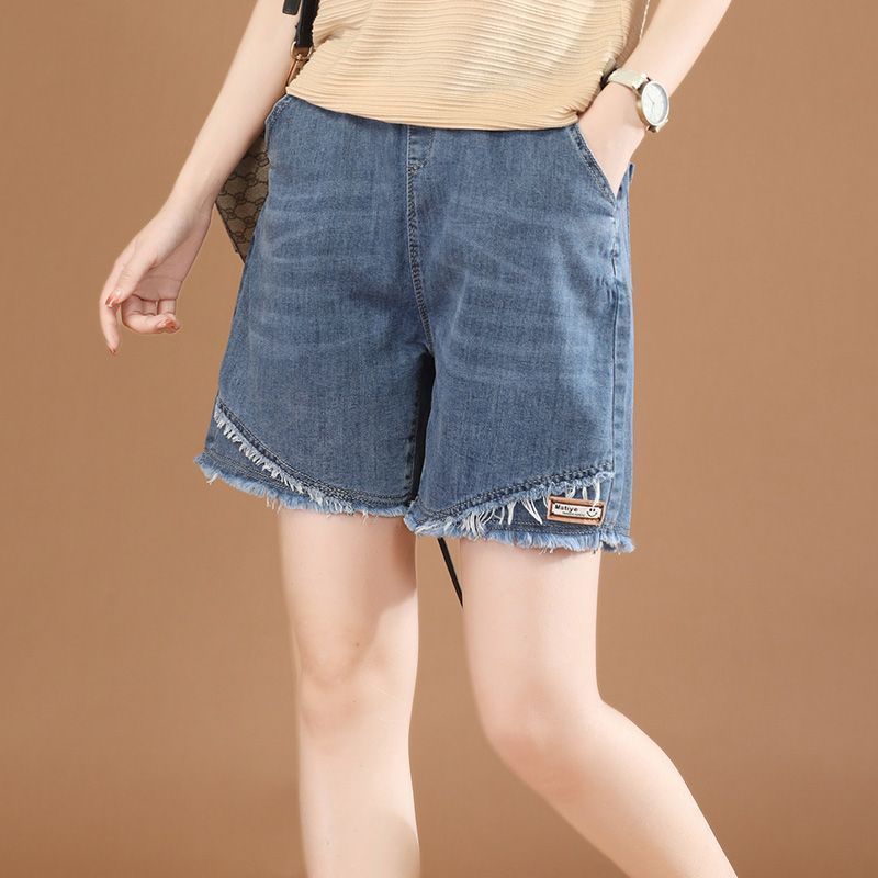 2025年夏新作ウォッシュデニムダッドパンツエスニック風刺繍ブルマラージバージョンワイドレッグ9点パンツ|undefined