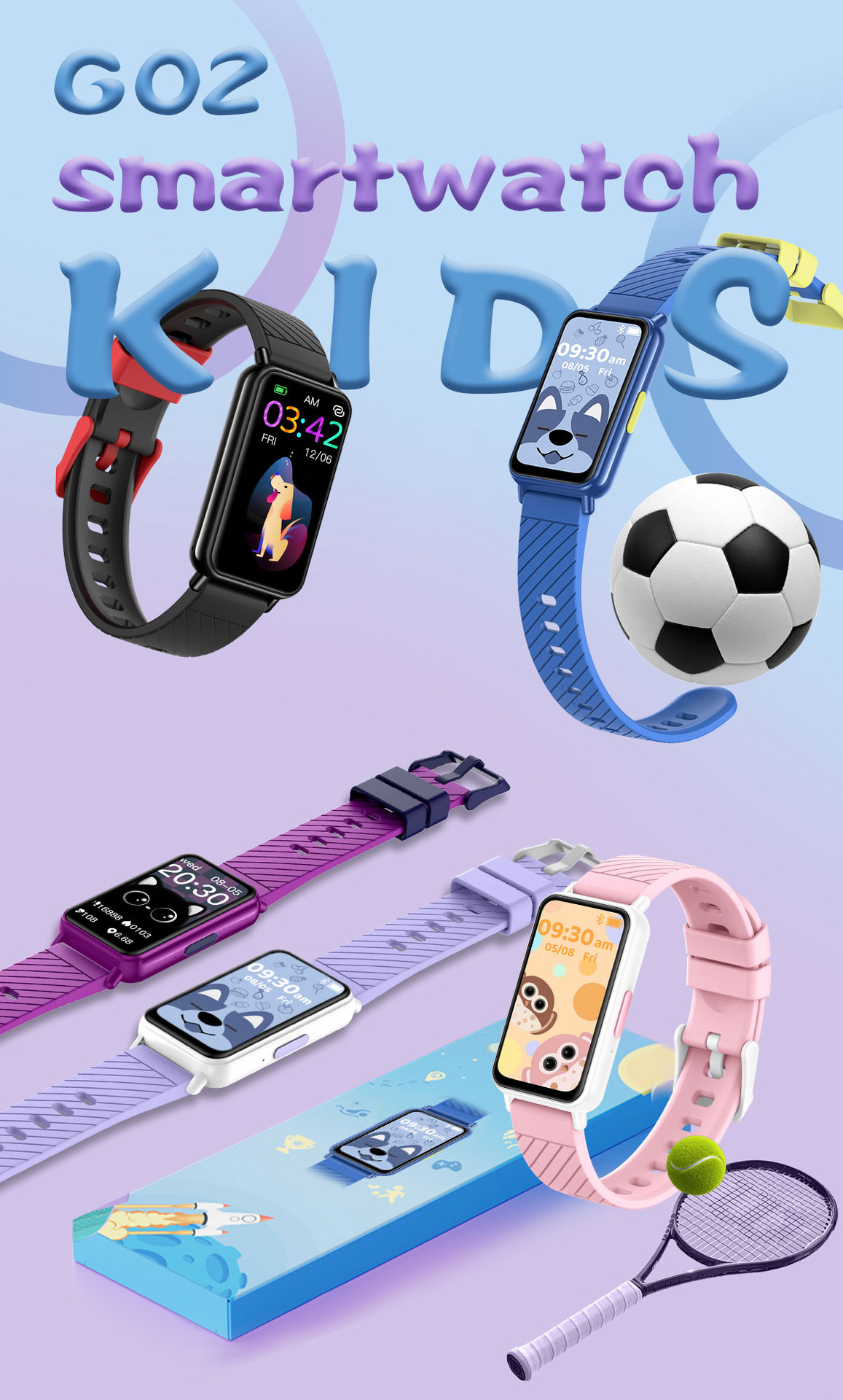 G02 Smart Bracelet S90 Upgraded model Heart rate and blood Pressure alarm message reminder Waterproof children's sports bracelet manufacturer full figure