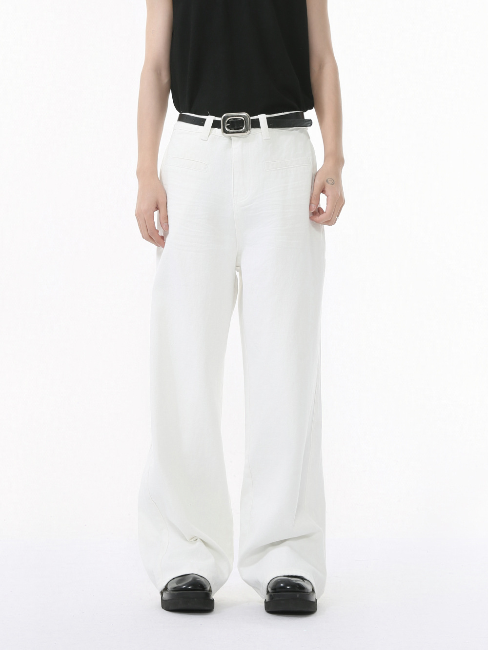 MTLCLOTHES Ropa de hombre | Cuatro estaciones, bolsillo personalizado, desgaste inverso, diseño plisado, color sólido, jeans drapeados, moda