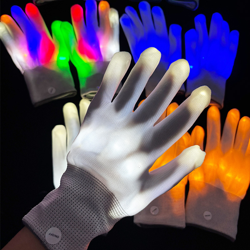 guantes luminosos coloridos LED fiesta juguetes flash atmósfera Halloween bar espectáculo nocturno guantes LED props