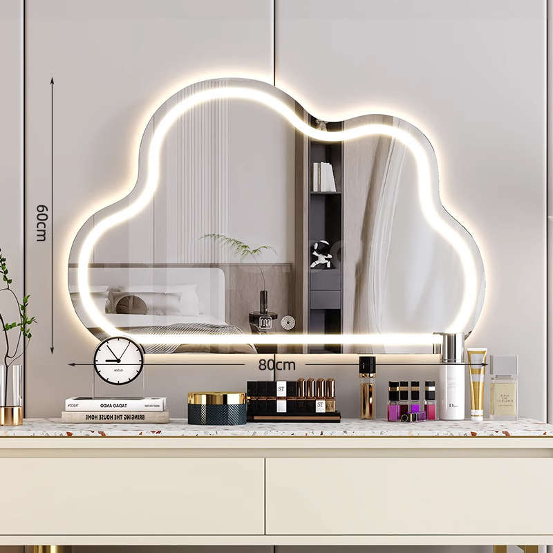 Espejo de maquillaje de nube 2025 nuevo espejo tocador dormitorio escritorio pared colgante led inteligente espejo de tocador con luz
