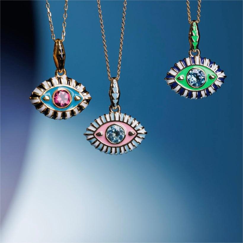 Devil's Eye Vintage Style 304 Stainless Steel Pendant Necklace Enamel Plating Lobster Trigger Clasp Closure display picture 1