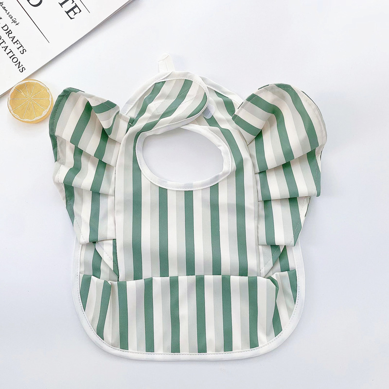 Manga de vuelo danés bebé alimentos babero alas de Ángel babero pu impermeable bebé babero alimentación ins babero