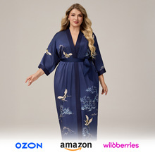 大码睡衣耀婷新款缎面睡衣女夏轻奢冰丝绸凉感睡袍浴袍家居服2669