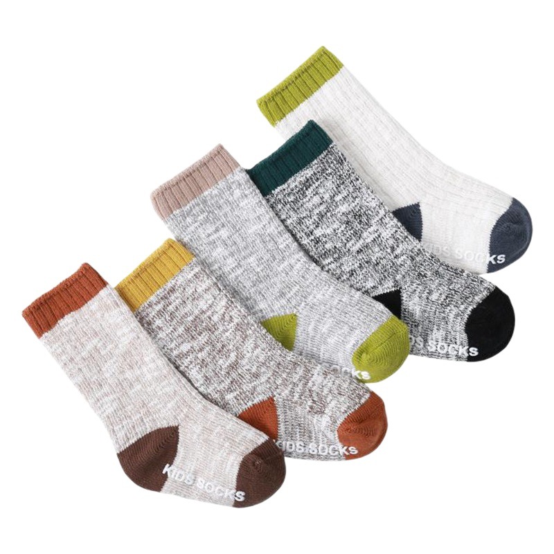 19 nuevos calcetines de otoño e invierno a media pantorrilla antideslizantes para bebés calcetines de piso antideslizantes para bebés recién nacidos engrosados aguja gruesa línea paralela