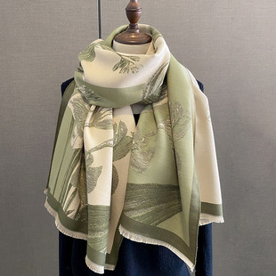 New Autumn and Winter Color Matching Magnolia Orchid Fashion Cashmere Scarf Women's Winter Korean Style All-match Elegant Scarf Warm Shawl