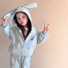 女童春款套装洋气2025新款韩版卡通兔子两件套一件代发休闲童装潮