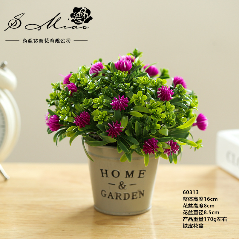 60313 Bonsai de bola de hierba con flores (lavabo de hierro)