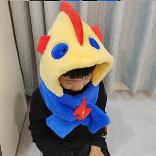 Children's Hat Scarf All-in-One Cute Cartoon Plush Thickened Windproof Baby Hat Autumn and Winter Girls