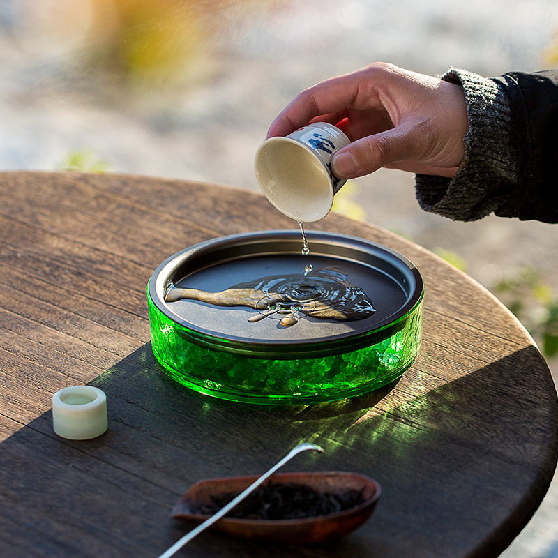 Japanese-Style Thickened Heat-Resistant Glass Modern Household Small Tea Table Japanese-Style Kung Fu Tea Set Dry Brewing Tray Tea Cup Tray Set