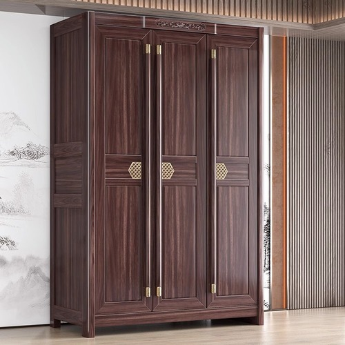 新中式乌金木衣柜全实木家用卧室现代中式储物柜子高端大户型衣橱