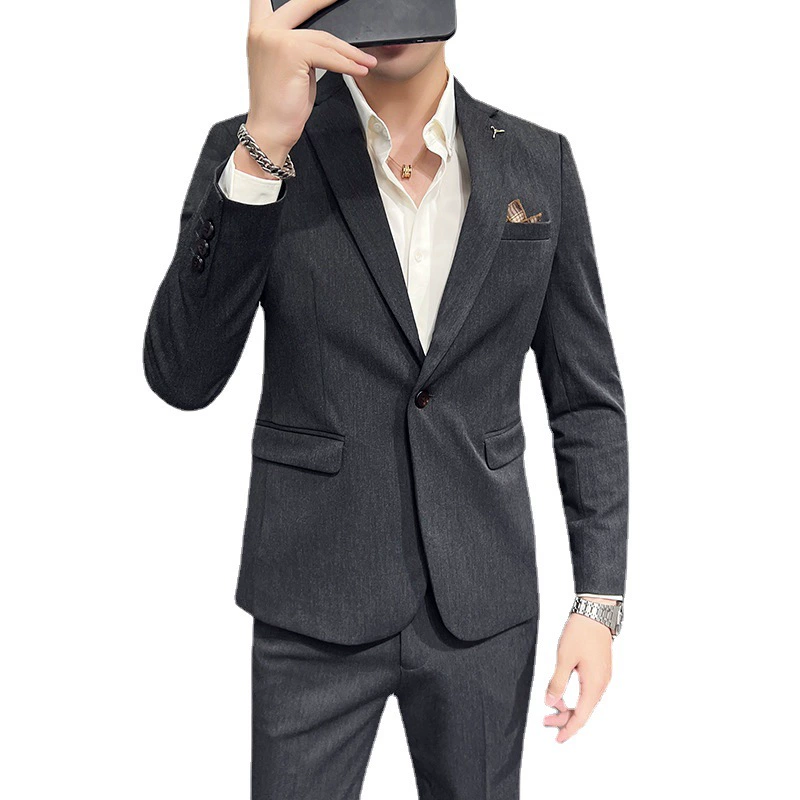 Комплект, корейский тренд классический костюм, Slim fit, британский стиль, стиль высокого качества