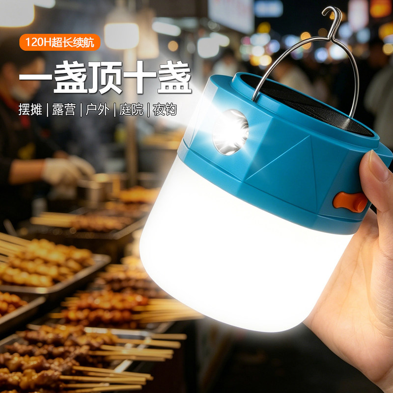 Outdoor Led Rechargeable Lighting Bulb Lamp for Night Market Stalls, Ultra-Long Battery Life Camping Light Bulb, Street Stall Lamp