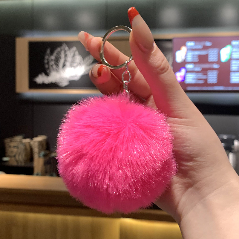 Gran bola de peludo llavero auténtico lindo peludo colgante llave de coche estudiantes pareja regalos colgante al por mayor